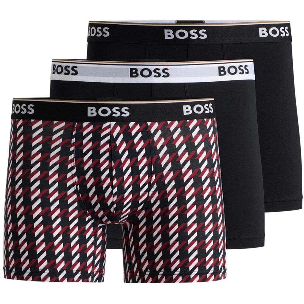 Hugo Boss 3 Pack Boxer Shorts - AOP/Blk/Blk 963